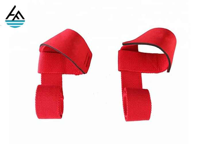 Red Weightlifting Wrist Wrap With Thumb Loop , Wrist Support Straps Bodybuilding